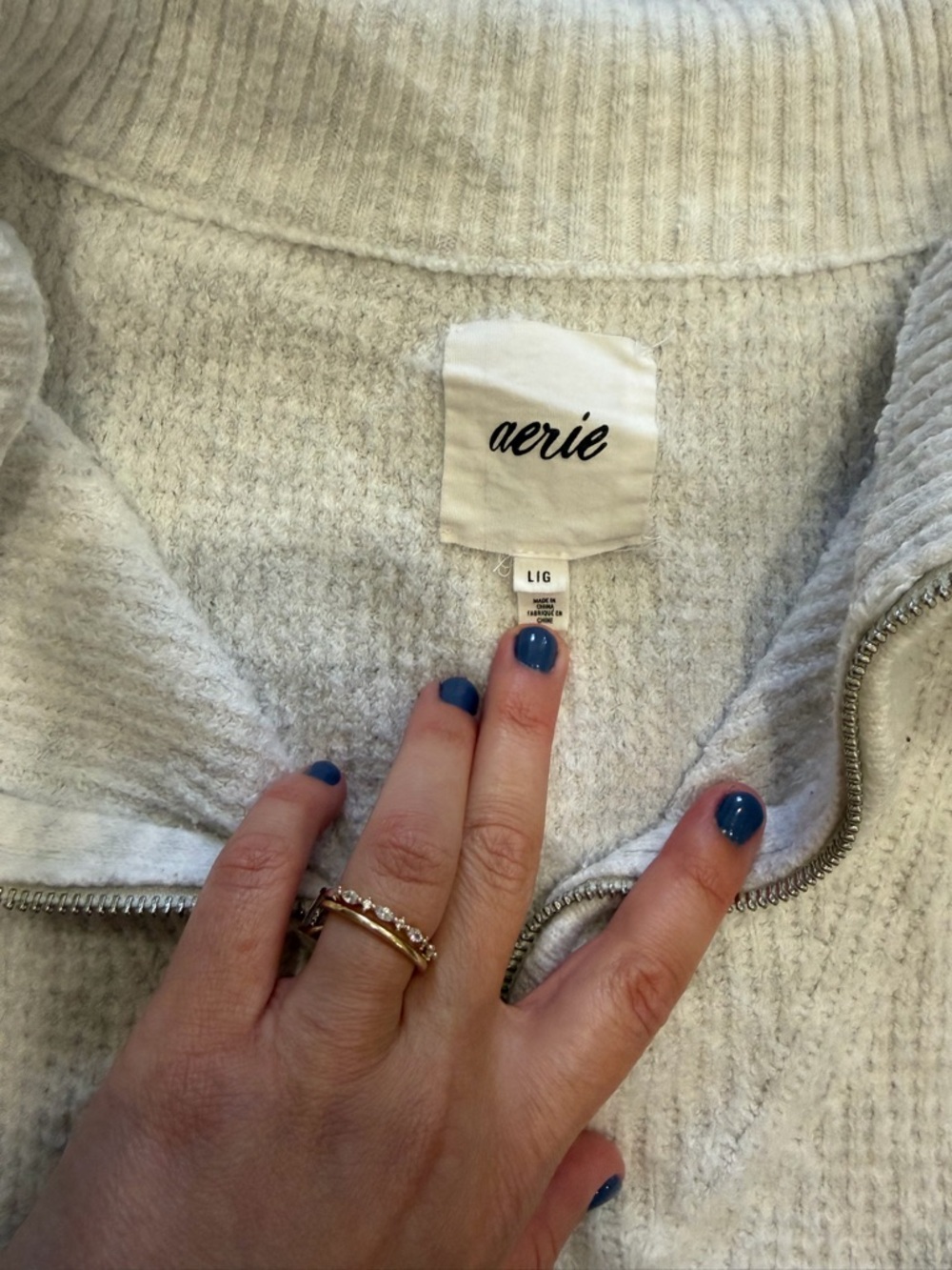 Aerie waffle knit quarter zip sweater - Picture 5 of 5